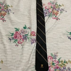LBrown and White Striped Vanderbilt Tie